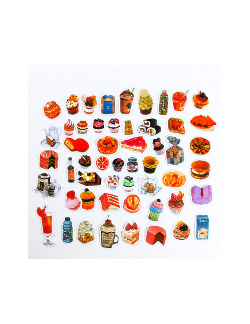 Fashion 57 Assorted Snacks Cake Burger Drink Snack Stickers Material Phone Sticker Set