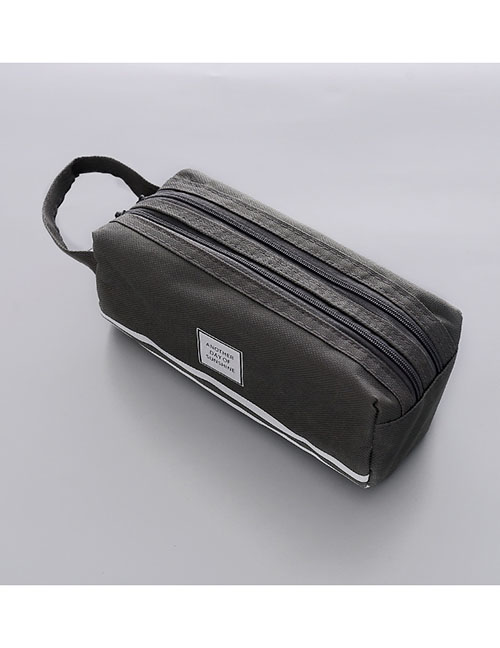 Fashion Gray Large Capacity Pencil Case With Stitching Letters
