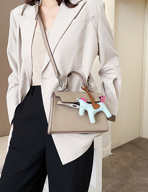 Fashion Creamy-white Pony Kelly Lock Diagonal Shoulder Bag