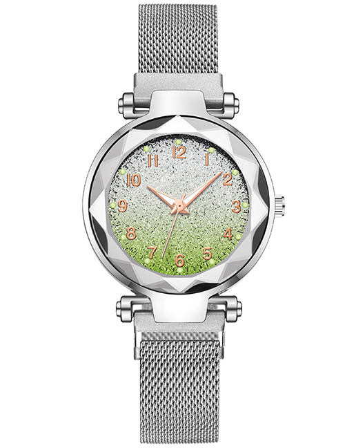 Fashion Silver Green Gradient Digital Luminous Iron Stone Star Watch