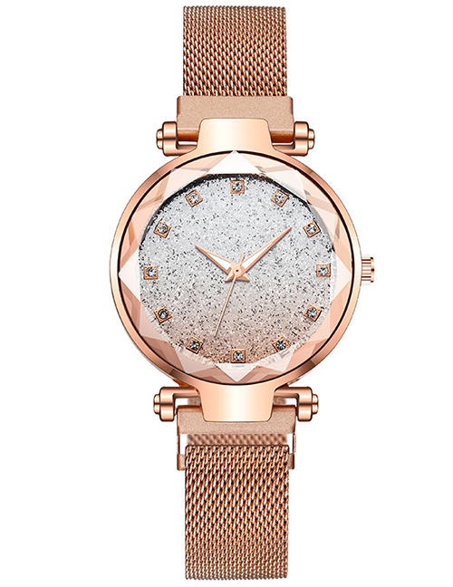 Fashion Rose Gold Gradient Diamond Star Watch