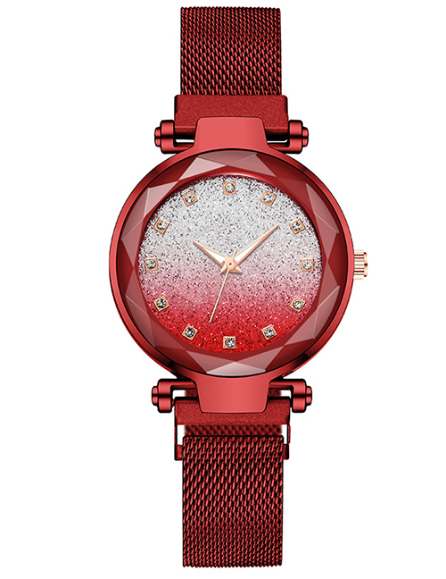 Fashion Red Gradient Diamond Star Watch