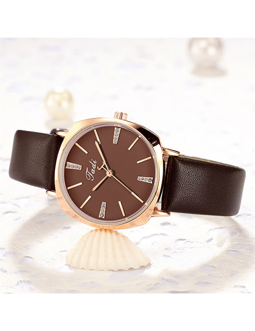 Fashion Brown Ultra-thin Diamond Strap Watch