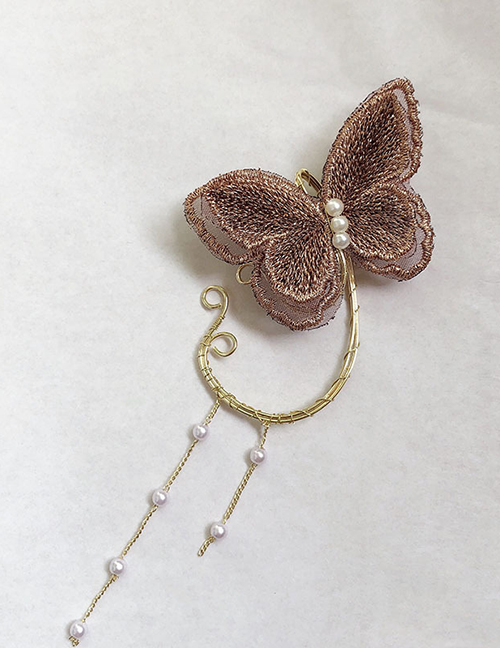 Fashion Single Gold Butterfly Embroidered Elf Ear Hook