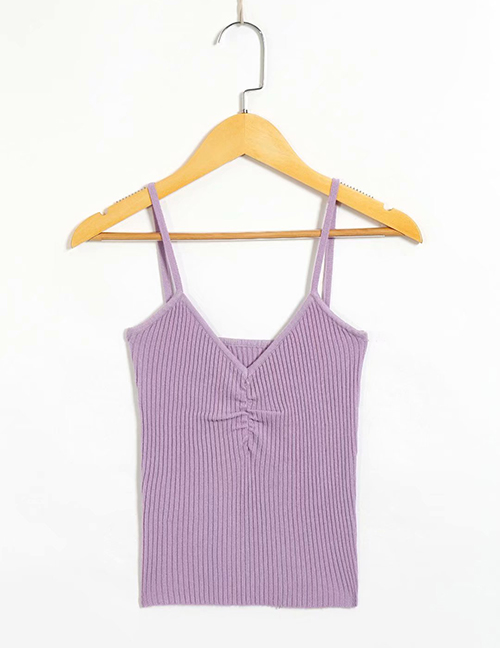 Fashion Purple V-neck Knit Vest