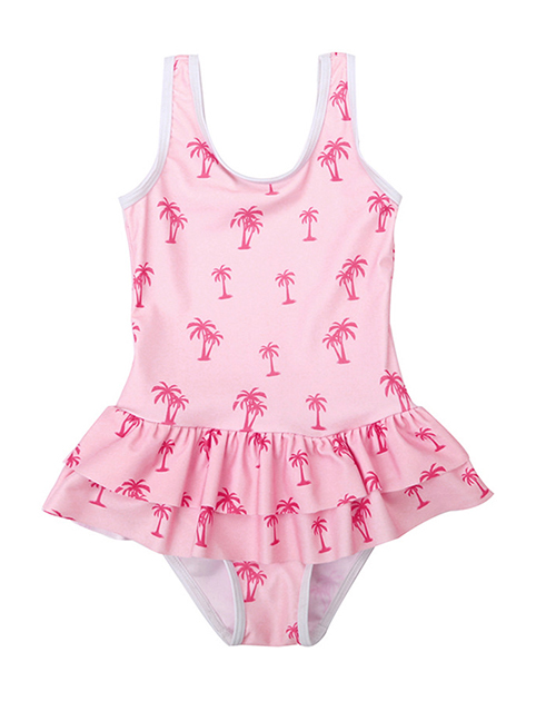 Fashion Pink Ruffle Coconut Grove Kids One-piece Swimsuit