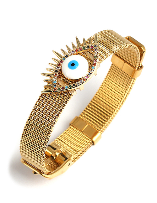 Fashion Eyelashes Golden Alloy Diamond Bracelet