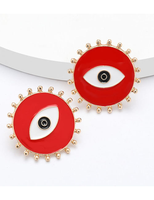 Fashion Red Lace Alloy Dripping Round Eye Earrings