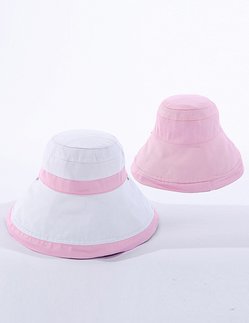 Fashion White + Pink Color-block Double-sided Fisherman Hat