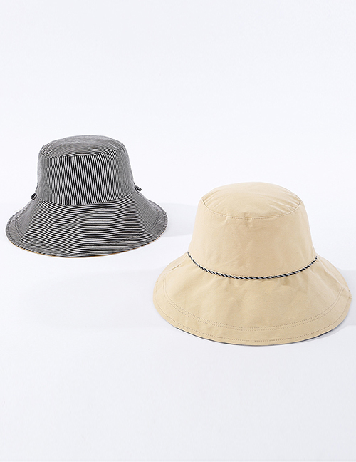 Fashion Beige Striped Reversible Fisherman Hat
