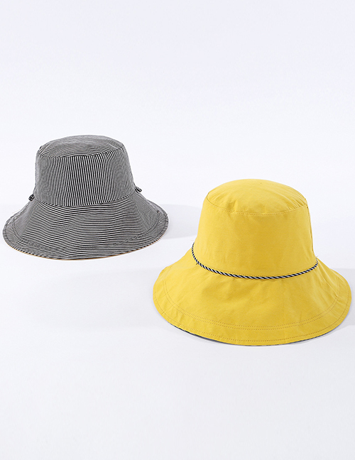 Fashion Yellow Striped Reversible Fisherman Hat
