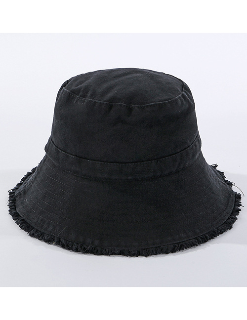 Fashion Black Frayed Denim Fisherman Hat