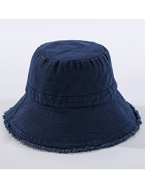 Fashion Navy Frayed Denim Fisherman Hat