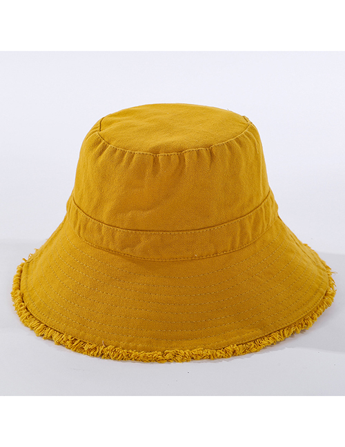 Fashion Yellow Frayed Denim Fisherman Hat