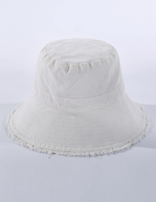 Fashion White Frayed Denim Fisherman Hat