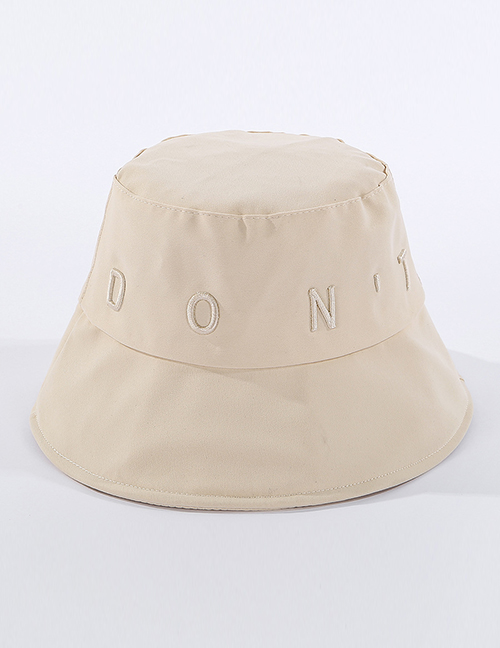 Fashion Beige Embroidered Letter Fisherman Hat