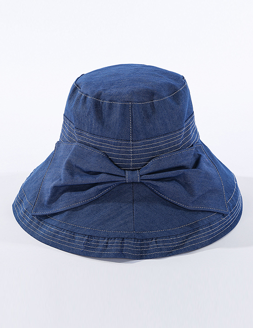 Fashion Denim Blue Fisherman Hat With Big Eaves Running Bow
