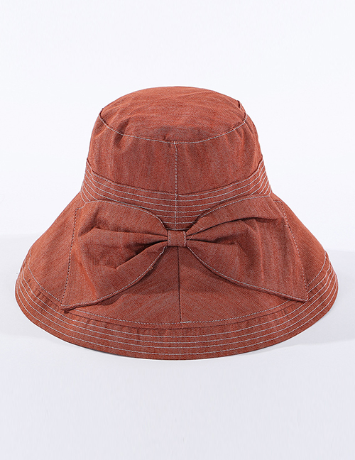 Fashion Brick Red Fisherman Hat With Big Eaves Running Bow