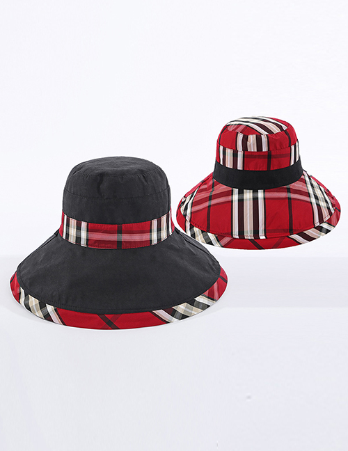 Fashion Black + Red Babag Color-blocking Fisherman Hat