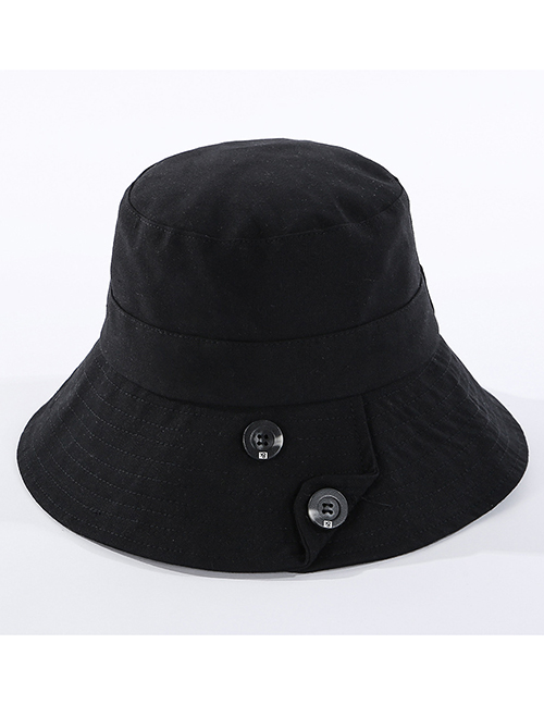 Fashion Black Cotton Button Car Line Shade Fisherman Hat