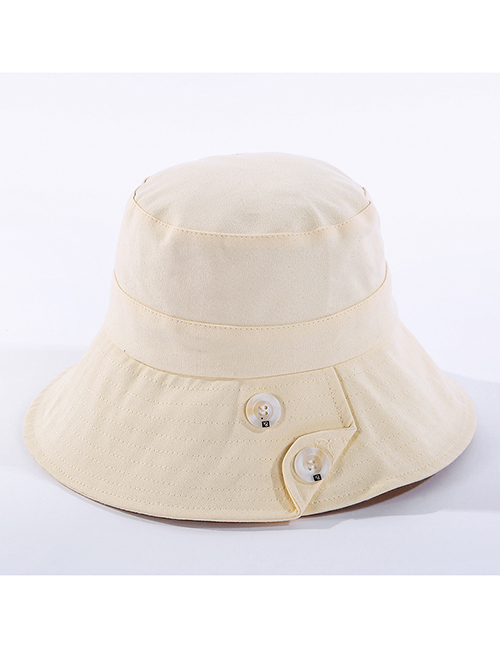 Fashion Beige Cotton Button Car Line Shade Fisherman Hat