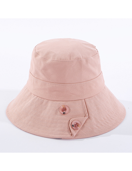 Fashion Pink Cotton Button Car Line Shade Fisherman Hat