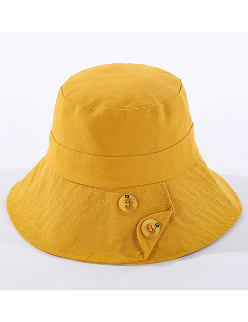 Fashion Yellow Cotton Button Car Line Shade Fisherman Hat