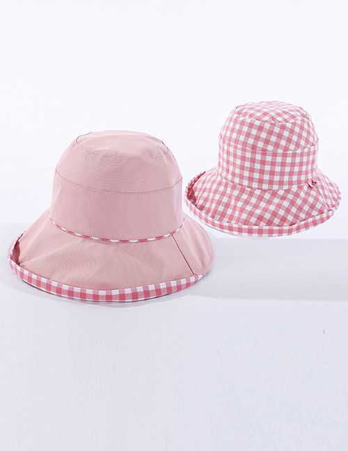 Fashion Pink Checked Double-sided Fisherman Hat