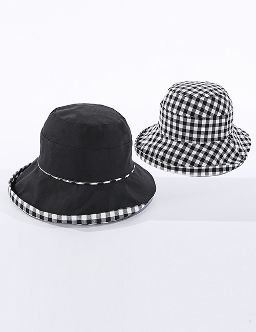 Fashion Black Checked Double-sided Fisherman Hat