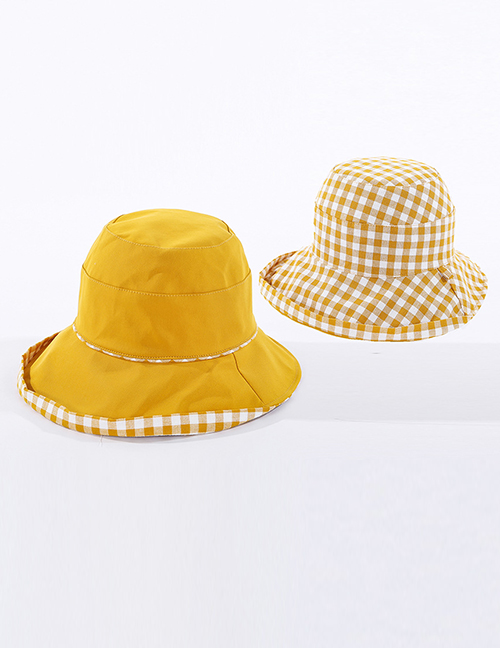 Fashion Yellow Checked Double-sided Fisherman Hat