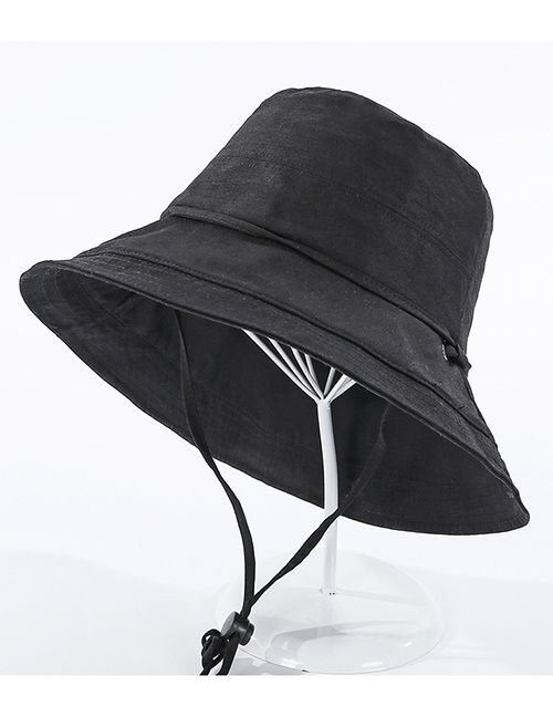 Fashion Black Fisherman Hat With Rope