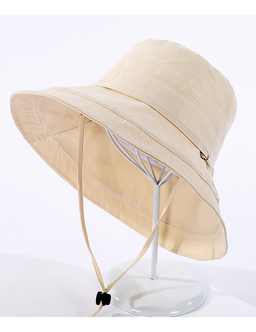 Fashion Beige Fisherman Hat With Rope