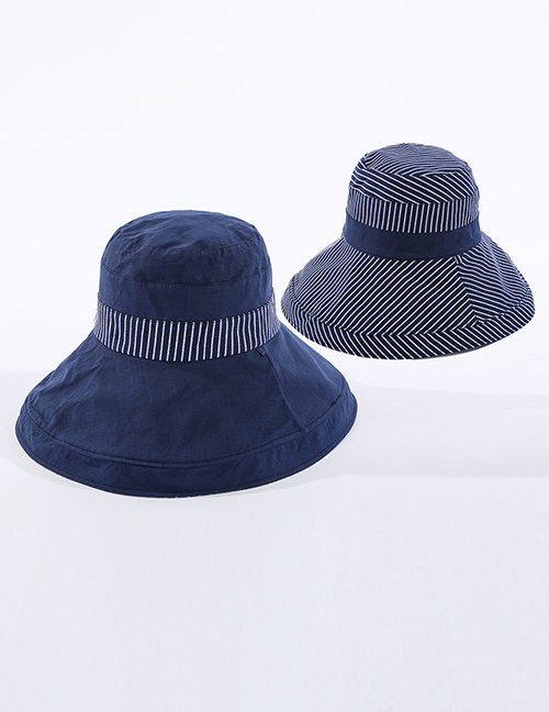 Fashion Navy Double-sided Striped Fisherman Hat