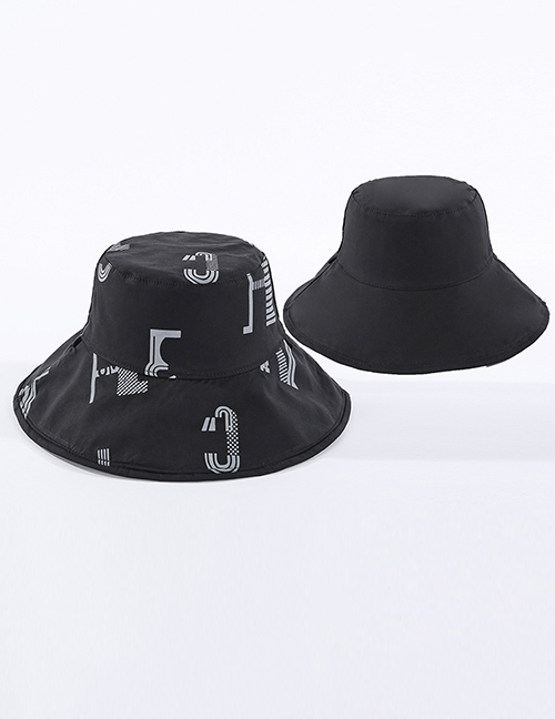 Fashion Black Letter Reversible Sun Hat
