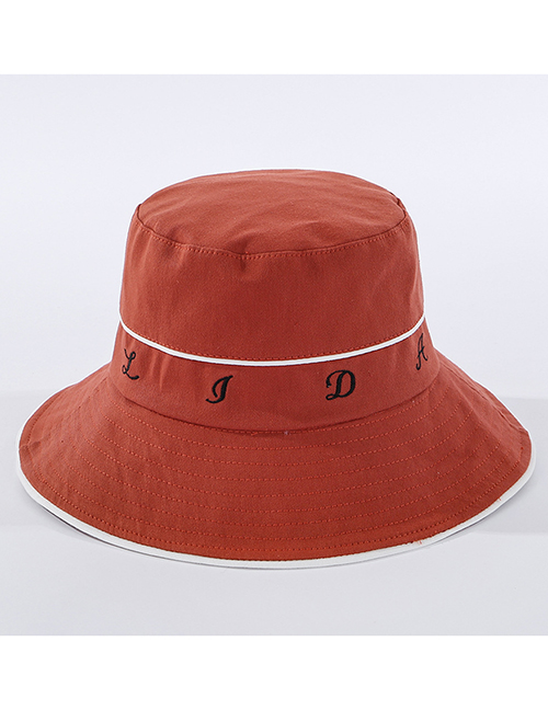 Fashion Brick Red Lettering Fisherman Hat