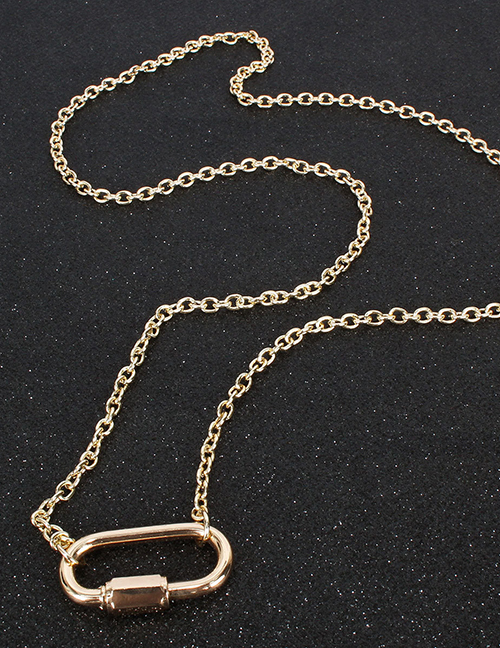 Fashion Golden Geometric Lock Alloy Necklace