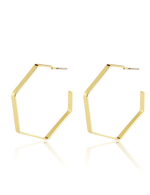 Fashion Golden Hexagon Polygonal Geometric Earrings