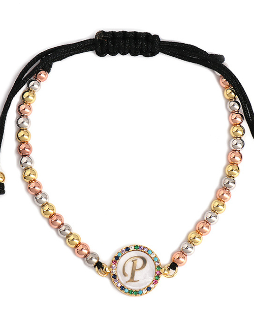 Fashion P Color Alphabet 18k Ball Woven Bracelet