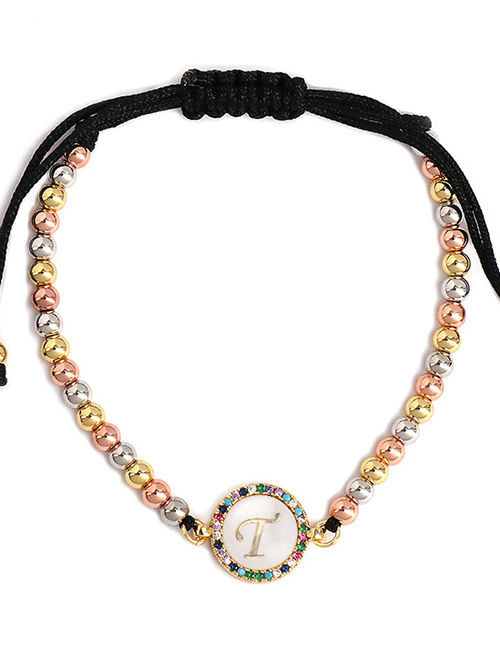 Fashion T Color Alphabet 18k Ball Woven Bracelet