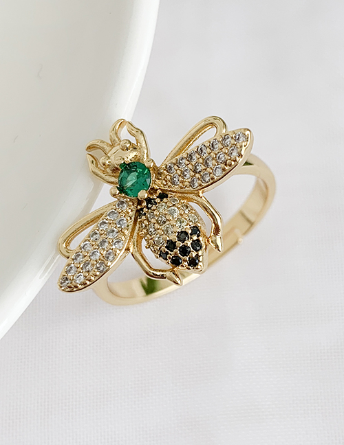 Fashion Golden Cubic Zirconia Bee Ring