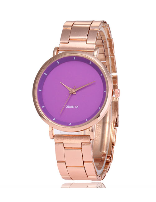 Fashion Purple Steel Strap Quartz Dial Watch