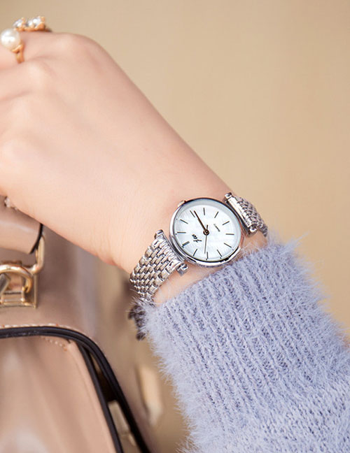 Fashion Silver Steel Strap Quartz Watch