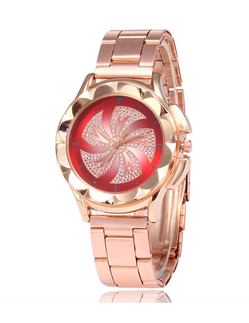 Fashion Red Starry Windmill Diamond Watch