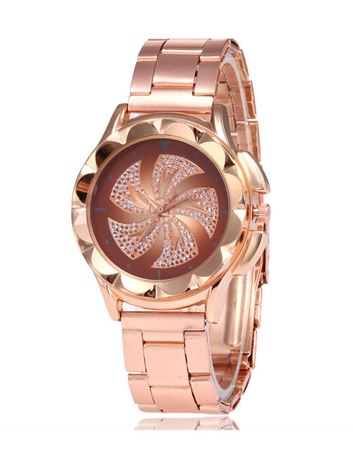 Fashion Brown Starry Windmill Diamond Watch
