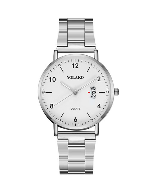 Fashion Silver With White Surface Men's Watch