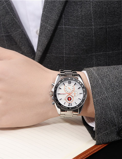 Fashion Flour Large Dial Stainless Steel Waterproof Men's Watch