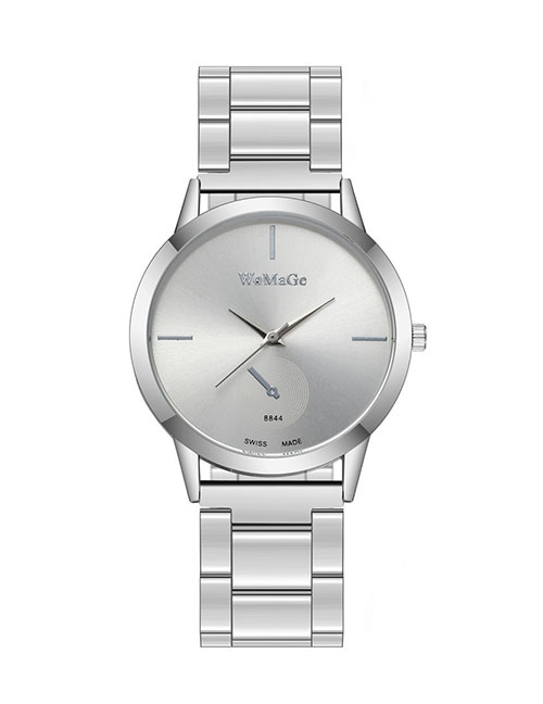 Fashion Silver Ultra-thin Quartz Alloy Steel Band Watch