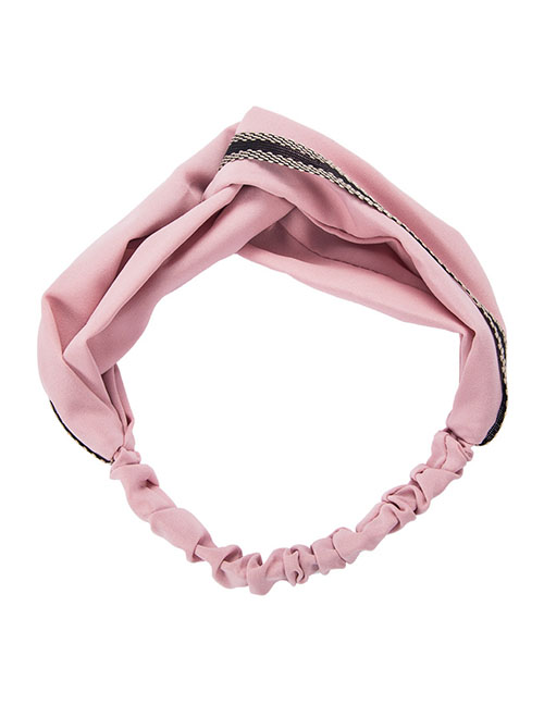 Fashion Pink Cross Section Elastic Pure Color Hair Band