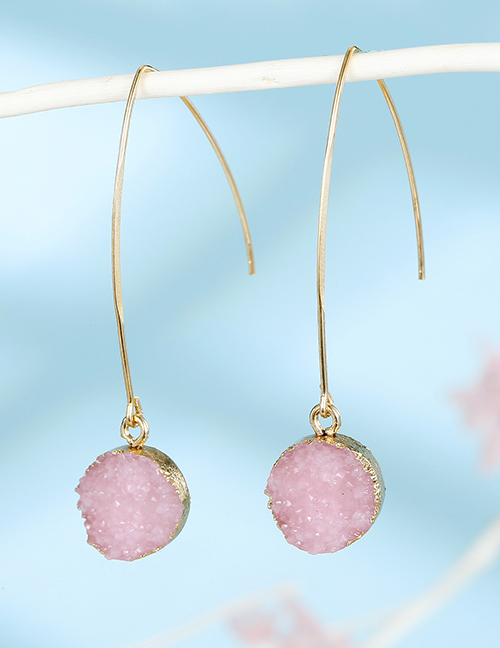 Fashion Pink Imitation Natural Stone Round Bud Resin Earrings