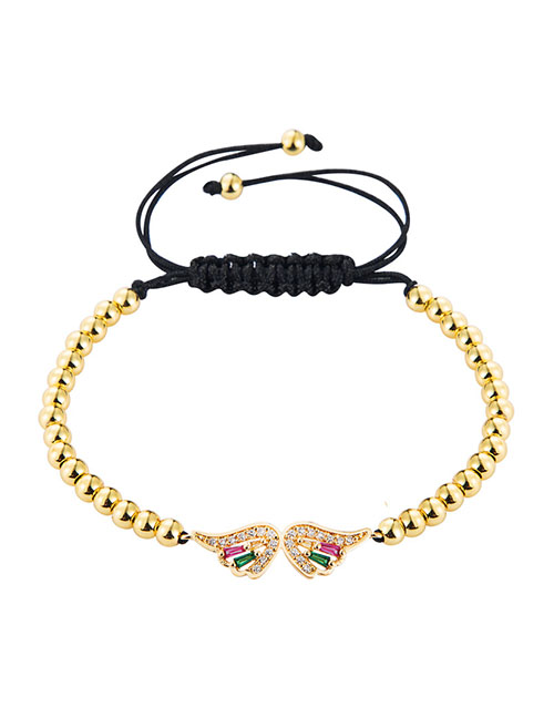 Fashion Color Brass Inlaid Colorful Zircon Woven Pull Wing Bracelet
